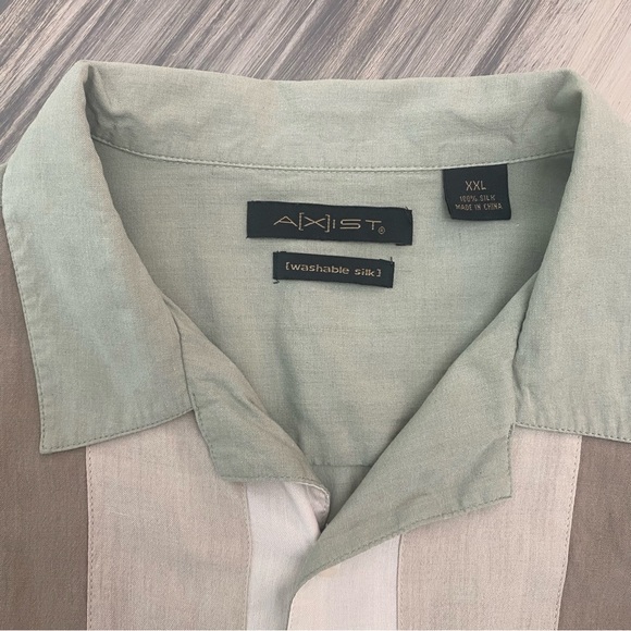 Men’s AXIST Washable Silk Button Up Collared Short Sleeve Shirt Size XXL Seafoam - Picture 13 of 13